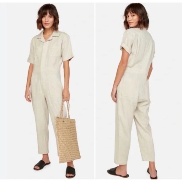 MATE The Label 100% Linen Jumpsuit Size Small Cream - Picture 1 of 8